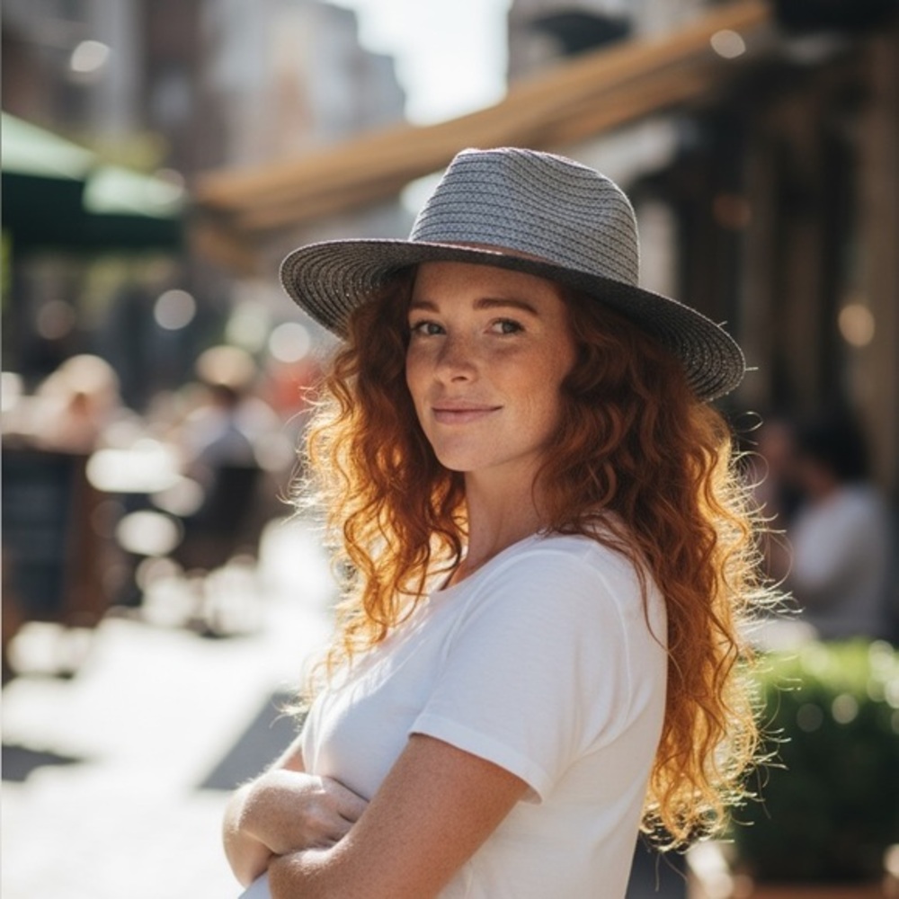 Two Tone Sun Hat Suede Band